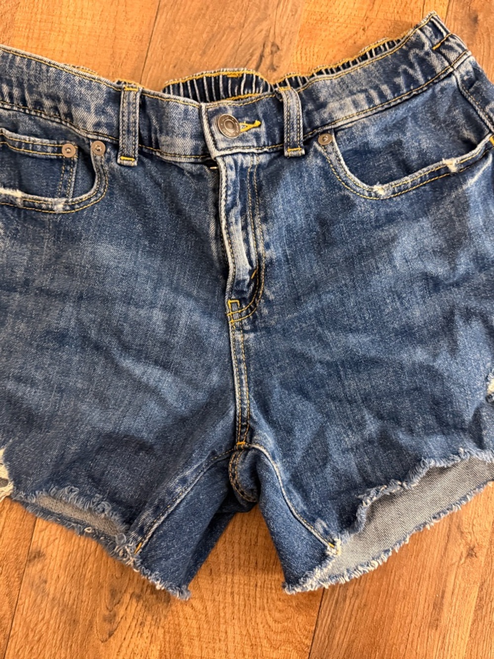 aerie Dark Blue Distressed Denim Cutoff Shorts